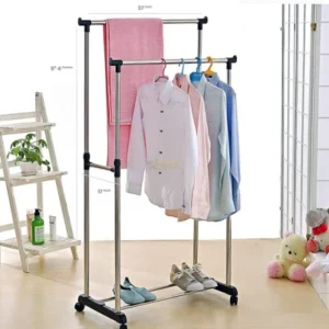Stainless Steel Double Pole Clothes Hanger for Stylish Organization