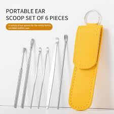 Stainless Steel Ear Cleaning Pick Set - 6-Piece Portable Kit with Case