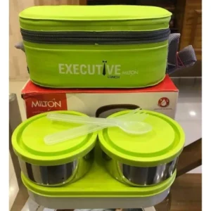 Stainless Steel Lunch Box Set with Microwave-Safe Plastic Container (Army Style)