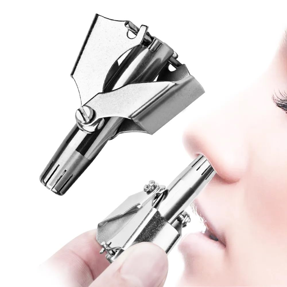Stainless Steel Manual Nose Hair Trimmer - Portable & Washable Grooming Tool % Stainless Steel Manual Nose Hair Trimmer - Portable & Washable Grooming Tool