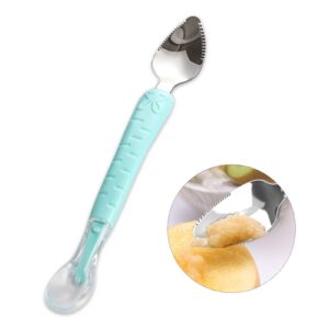 Stainless Steel & Silicone Double-Headed Scraper Spoon for Kids Feeding