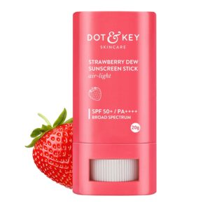 Strawberry Dew SPF 50 Sunscreen Stick by Dot & Key - 20g, Lightweight Protection