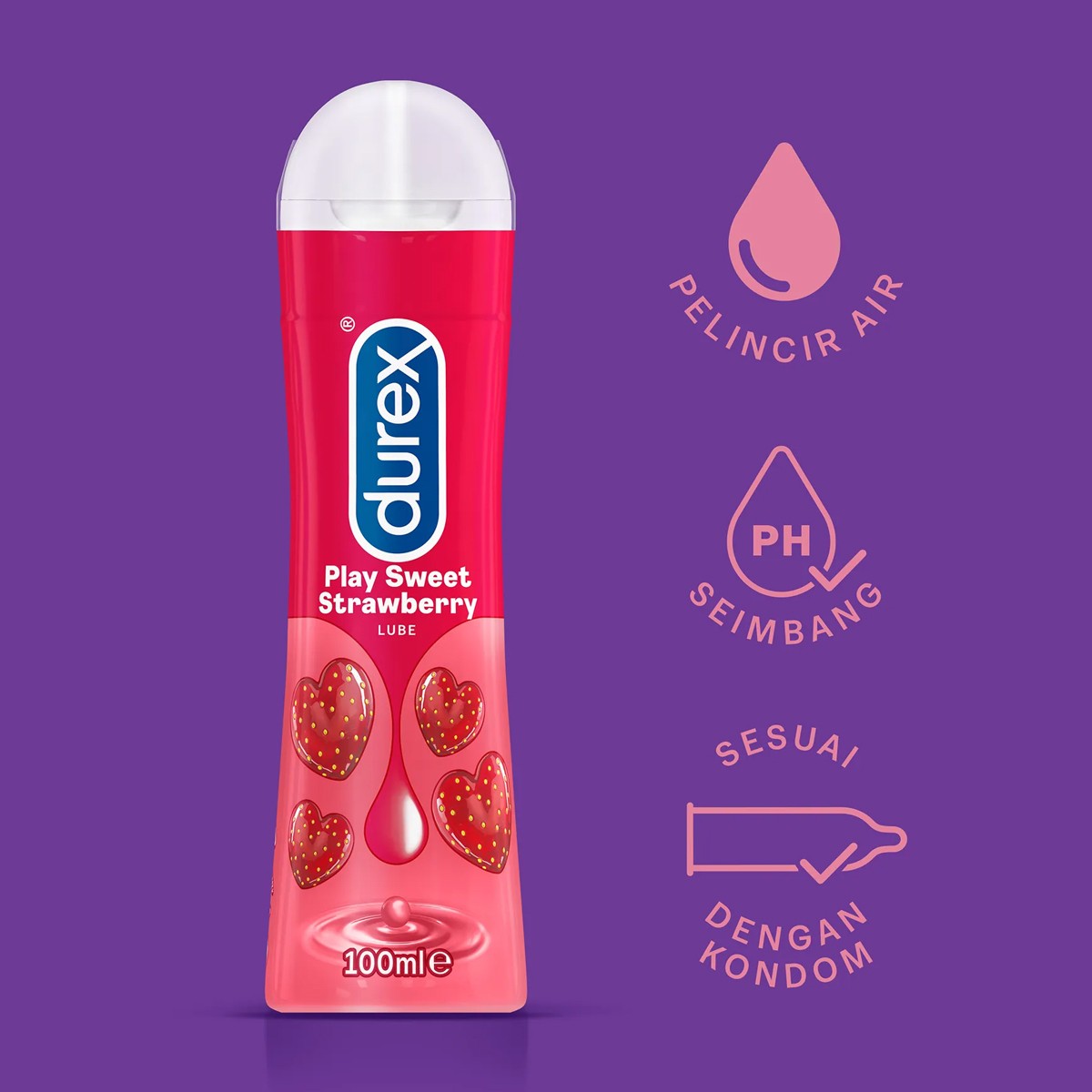 Strawberry Flavored Lubricant Gel for Men & Women - 100ml by Durex % Strawberry Flavored Lubricant Gel for Men & Women - 100ml by Durex