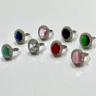 Stunning Multi-Colored Crystal Stone Ring Set for Stylish Elegance % Stunning Multi-Colored Crystal Stone Ring Set for Stylish Elegance