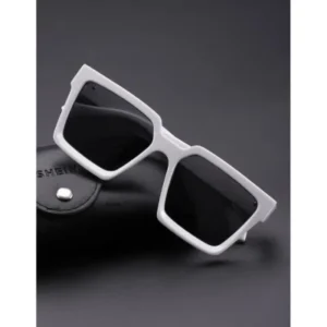 Stylish Black Lens Sunglasses with Elegant White Frame for Fashionable Look
