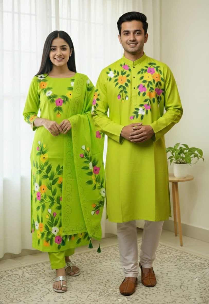 Stylish Block Print Three-Piece Set for Effortless Elegance % Stylish Block Print Three-Piece Set for Effortless Elegance