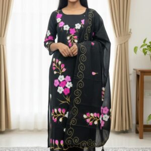 Stylish Block Print Three-Piece Set for Effortless Elegance