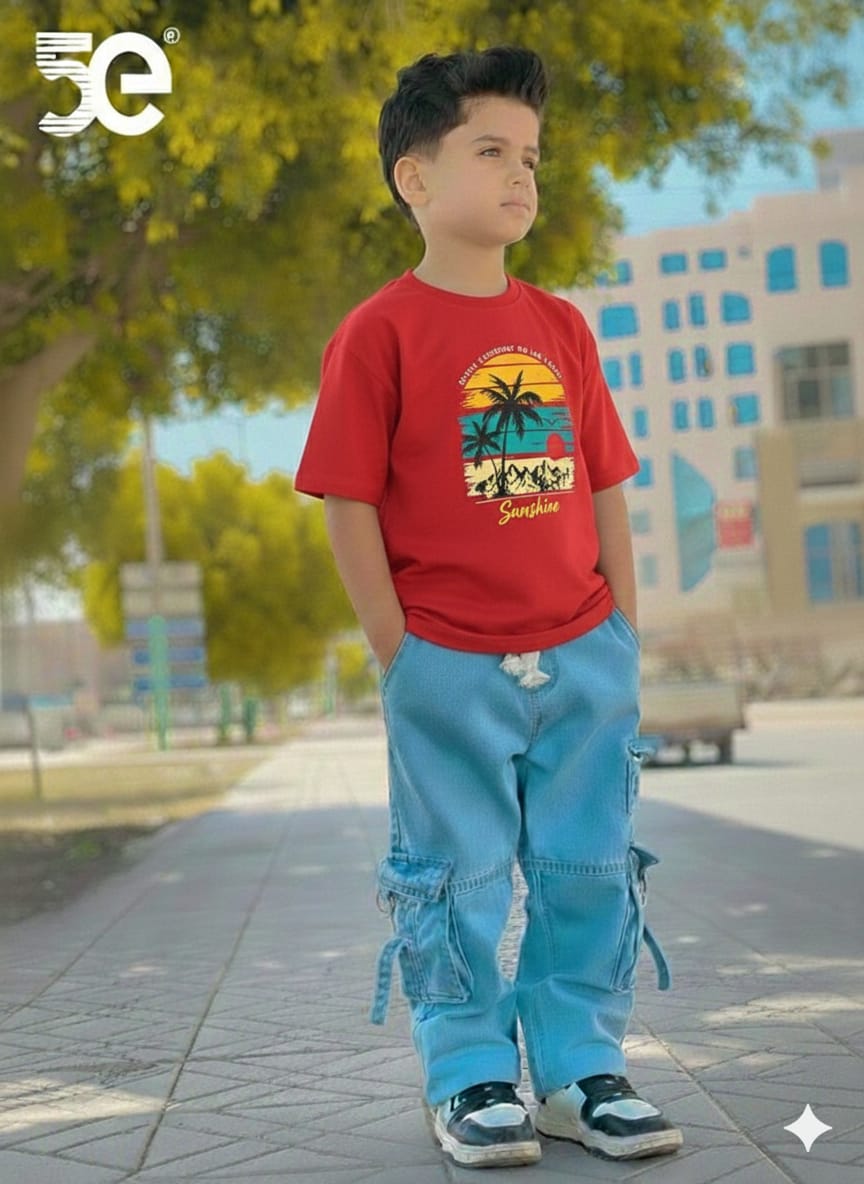 Stylish Boys Denim Pants with Trendy T-Shirt Set for Everyday Wear % Stylish Boys Denim Pants with Trendy T-Shirt Set for Everyday Wear