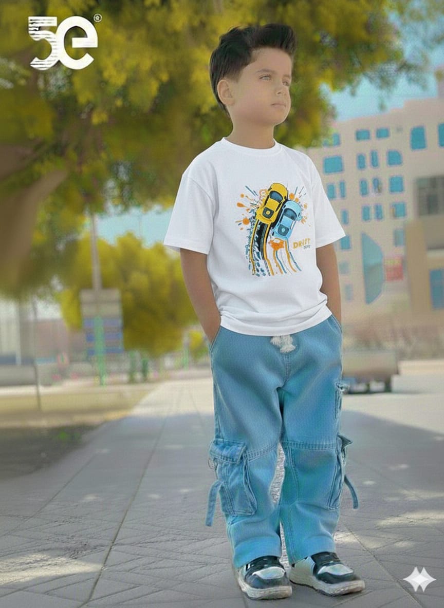 Stylish Boys Denim Pants with Trendy T-Shirt Set for Everyday Wear % Stylish Boys Denim Pants with Trendy T-Shirt Set for Everyday Wear