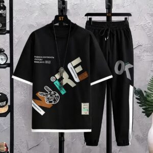 Stylish Cotton T-Shirt and Trouser Set for Effortless Casual Wear