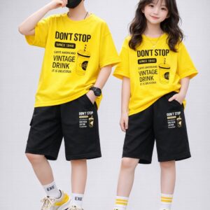 Stylish Drop Shoulder Baby T-Shirt and Pants Outfit Set for Kids