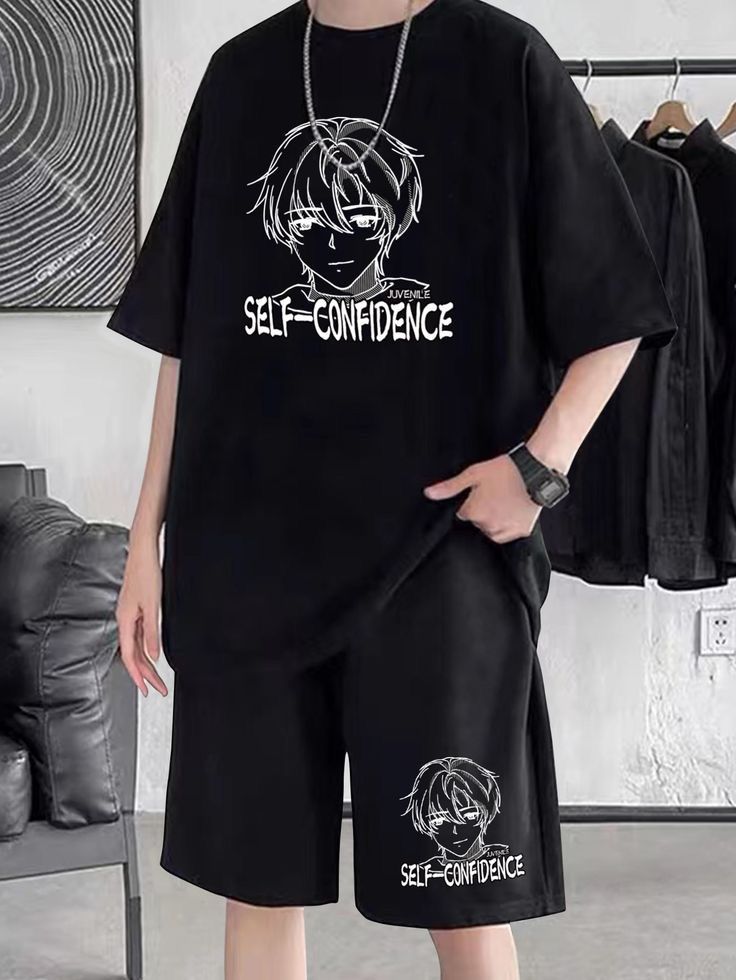 Stylish Drop Shoulder T-Shirt and Pants Set for a Chic Casual Look % Stylish Drop Shoulder T-Shirt and Pants Set for a Chic Casual Look