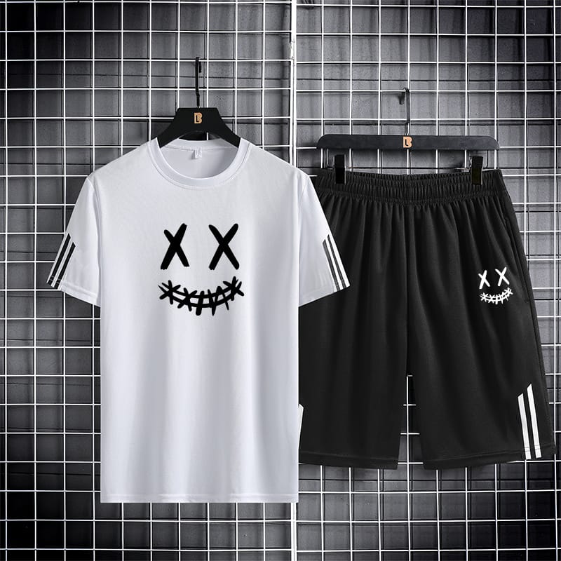 Stylish Mash Cotton T-Shirt and Shorts Set for Comfortable Casual Wear % Stylish Mash Cotton T-Shirt and Shorts Set for Comfortable Casual Wear