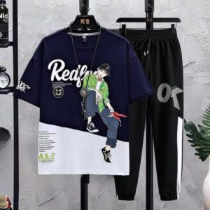 Stylish Mash Fabric T-Shirt and Full Pant Set for Ultimate Comfort