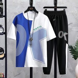 Stylish Mash Print T-Shirt and Full Pant Set for Trendy Outfits