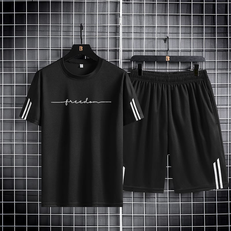 Stylish Mash Print T-Shirt and Shorts Set for Trendy Casual Wear % Stylish Mash Print T-Shirt and Shorts Set for Trendy Casual Wear