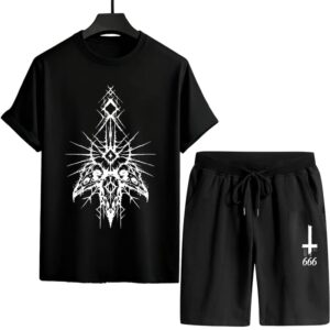 Stylish Mash Print T-Shirt and Shorts Set for Trendy Kids