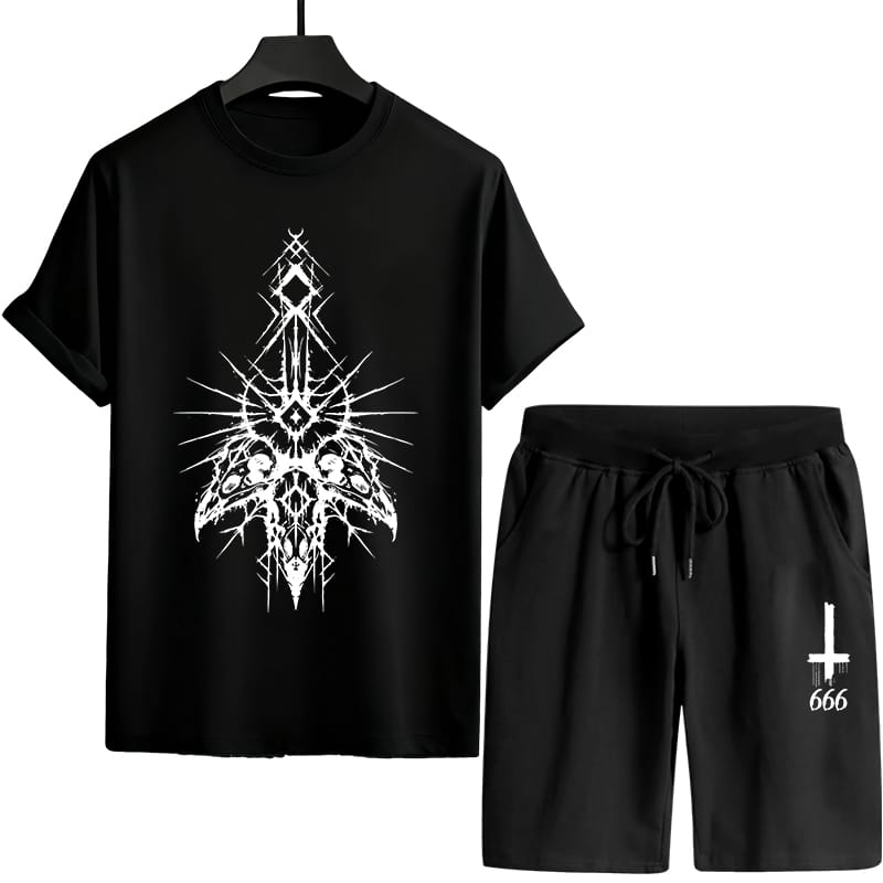 Stylish Mash Print T-Shirt and Shorts Set for Trendy Kids % Stylish Mash Print T-Shirt and Shorts Set for Trendy Kids