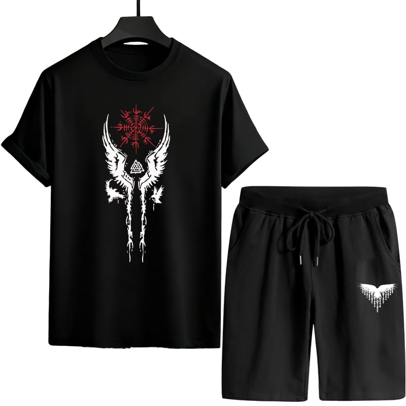 Stylish Mash Print T-Shirt and Shorts Set for Ultimate Comfort % Stylish Mash Print T-Shirt and Shorts Set for Ultimate Comfort