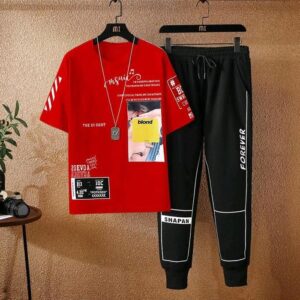 Stylish Mash T-Shirt and Full Pant Set for Comfortable Casual Wear