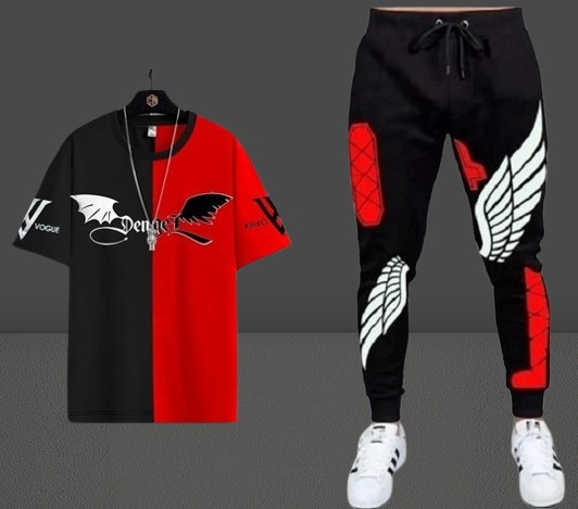 Stylish Mash T-Shirt and Full Pant Set for Ultimate Comfort % Stylish Mash T-Shirt and Full Pant Set for Ultimate Comfort