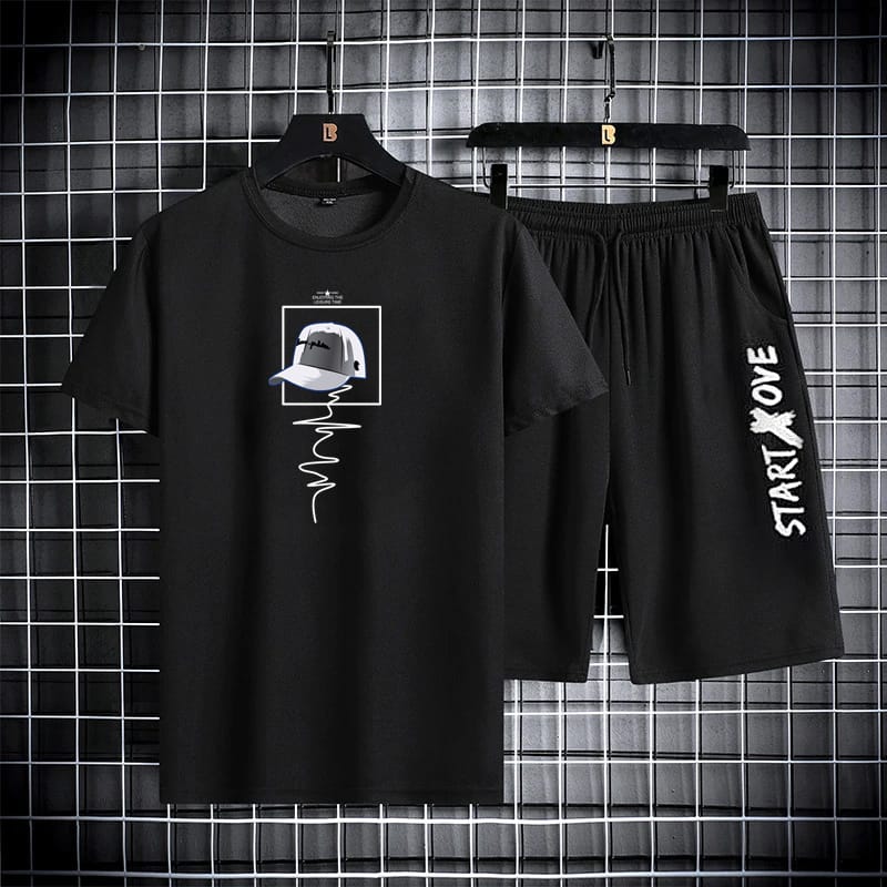 Stylish Mash T-Shirt and Short Set for Comfortable Casual Wear % Stylish Mash T-Shirt and Short Set for Comfortable Casual Wear