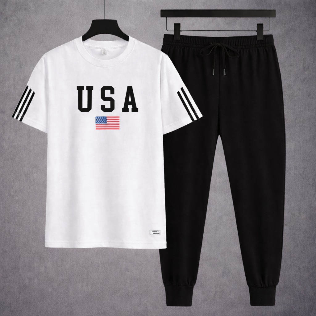 Stylish Mash T-Shirt and Trouser Set for a Chic Casual Look % Stylish Mash T-Shirt and Trouser Set for a Chic Casual Look