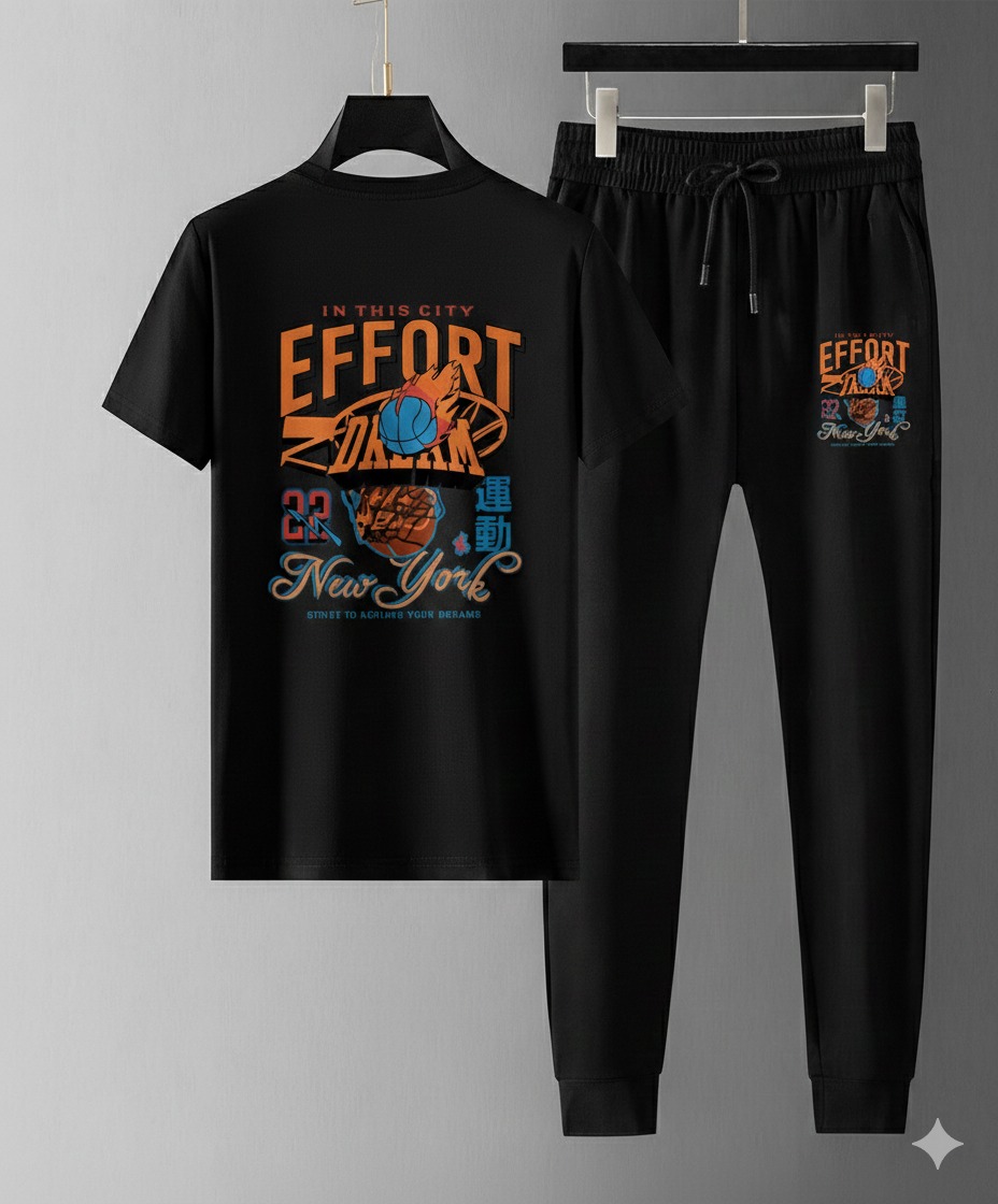 Stylish Mash T-Shirt and Trouser Set for a Chic Casual Look % Stylish Mash T-Shirt and Trouser Set for a Chic Casual Look