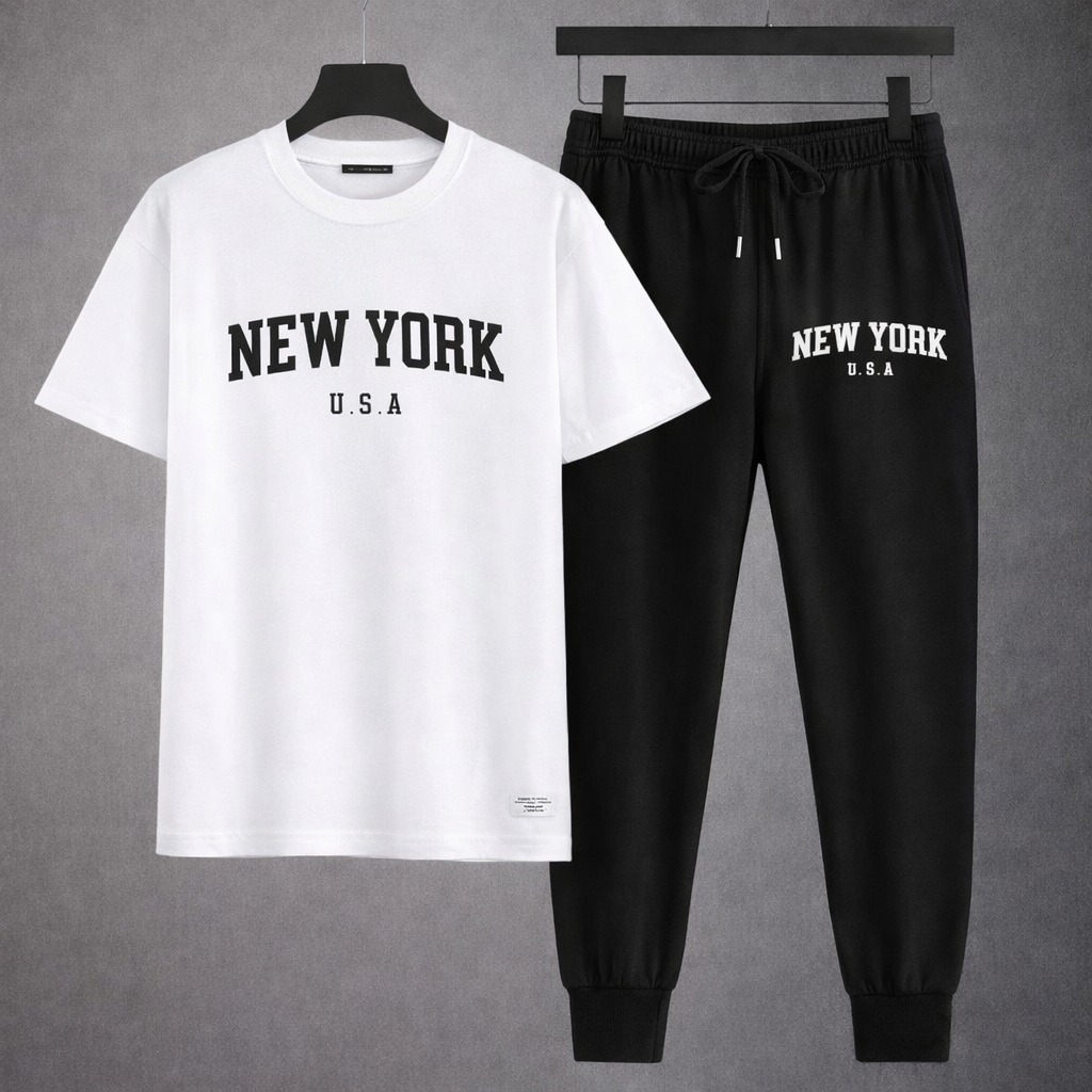Stylish Mash T-Shirt and Trouser Set for Modern Casual Wear % Stylish Mash T-Shirt and Trouser Set for Modern Casual Wear