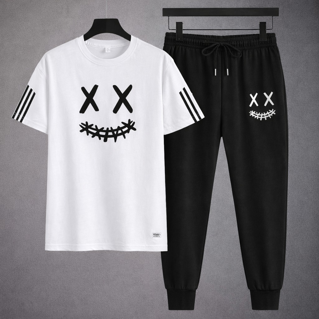 Stylish Mash T-Shirt and Trouser Set for Trendy Casual Wear % Stylish Mash T-Shirt and Trouser Set for Trendy Casual Wear
