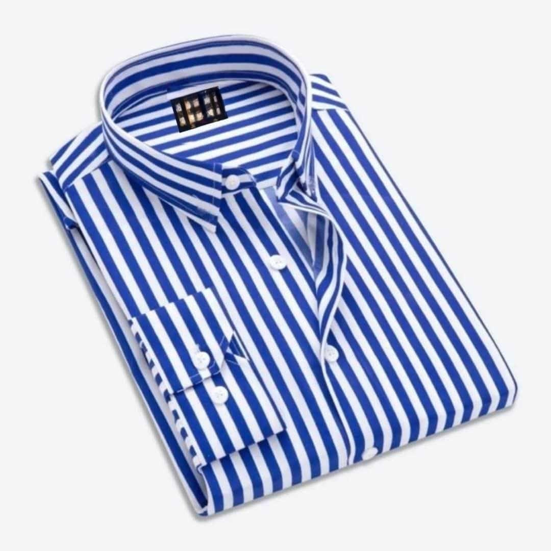 Stylish Men's Long Sleeve Striped Shirt in Premium Fabric % Stylish Men's Long Sleeve Striped Shirt in Premium Fabric