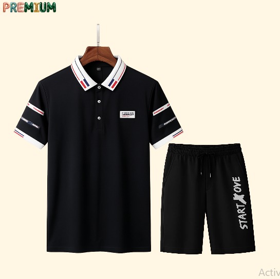 Stylish Polo T-Shirt and Half Pant Set for Effortless Casual Wear % Stylish Polo Shirt and Half Pant Set for Effortless Casual Wear