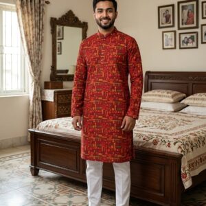 Stylish Skin Print Panjabi for Men – Premium Quality Ethnic Wear