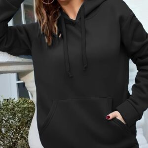 Stylish Women's Solid Color Hoodie - Comfortable & Versatile Pullover