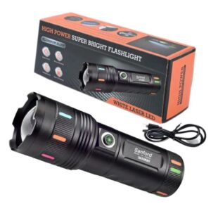Super Bright LED Flashlight with Slide Zoom – High Power White Laser Edition
