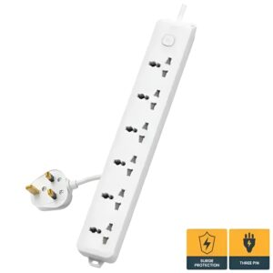 Surge-Protected 6-Port Power Strip with 3-Meter Cable – Deli CT705ES
