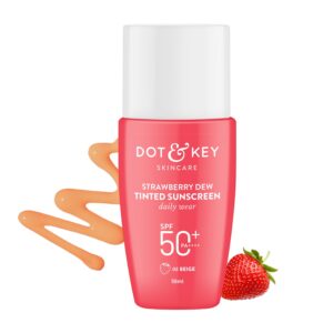 Tinted Sunscreen SPF 50+ | Dot & Key Strawberry Dew, 50ml, Beige, Made in India