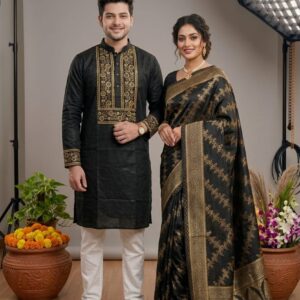 Traditional Couple Sharee Set - Elegant Matching Attire for Couples