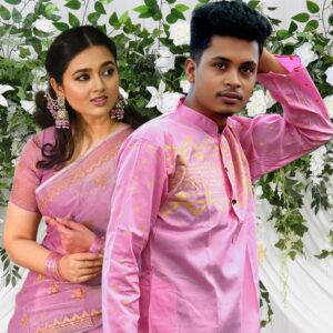 Traditional Couple's Sharee and Panjabi Set - Elegant Ethnic Wear for Him and Her