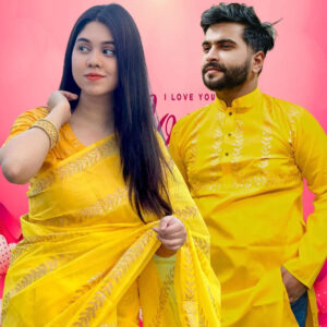 Traditional Sharee and Panjabi Couple Outfit Set for Elegant Occasions