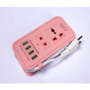 Travel Multi Charger with 4 USB Ports and Dual Sockets - 6 Feet Extension Cable