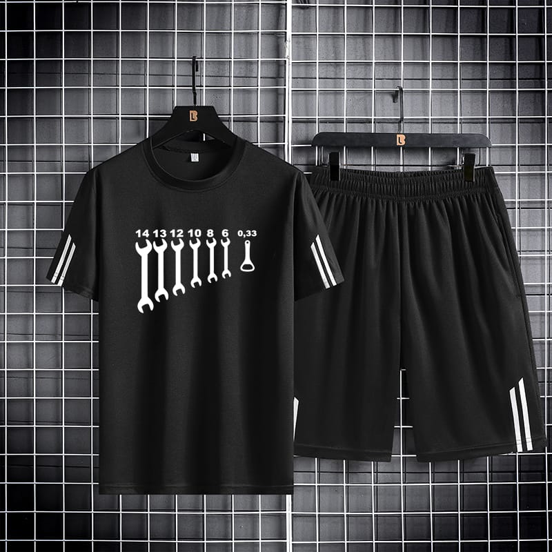 Trendy Mash Print T-Shirt and Shorts Set for Stylish Casual Wear % Trendy Mash Print T-Shirt and Shorts Set for Stylish Casual Wear