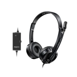 USB Stereo Headphones by Rapoo – Sleek Black Design for Enhanced Sound