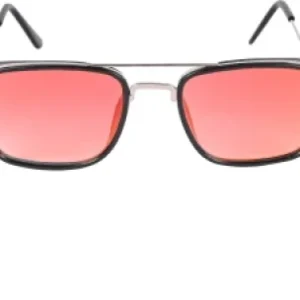 UV Protection Rectangular Sunglasses for Men and Women - Stylish Red Frame