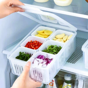Versatile 6-Grid Refrigerator Organizer for Efficient Food Storage
