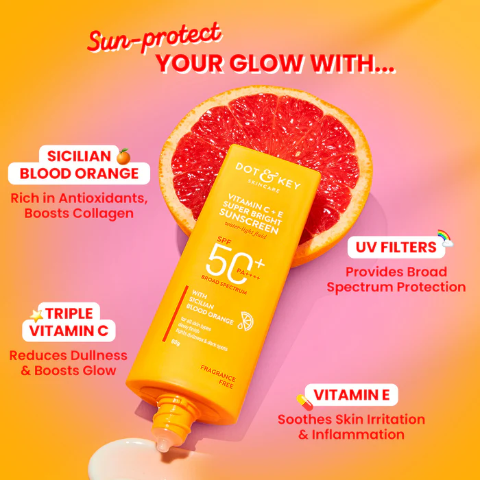 Vitamin C & E Brightening Sunscreen SPF 50 PA+++ - 80g by Dot & Key % Vitamin C & E Brightening Sunscreen SPF 50 PA+++ - 80g by Dot & Key