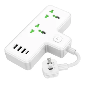 Voyage 2-Position EU Expansion Socket by HOCO – Sleek White Design