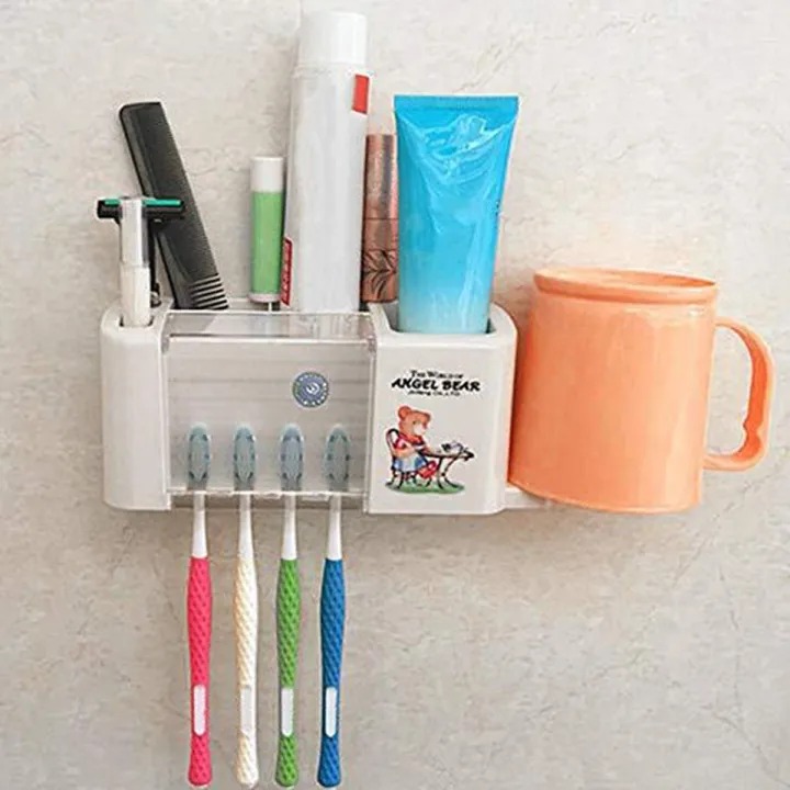 Wall-Mounted Minimalist Toothbrush Holder - Punch-Free Modern Design % Wall-Mounted Minimalist Toothbrush Holder - Punch-Free Modern Design