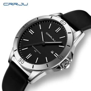 Waterproof Black Crrju 5025 Watch for Men and Women - Stylish & Durable