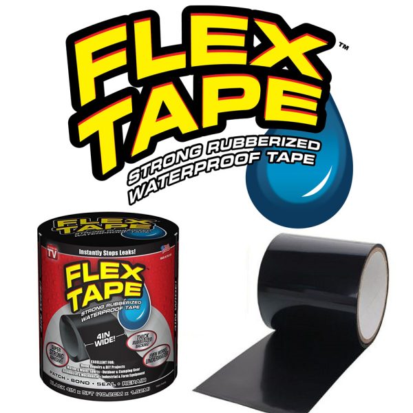 Waterproof Flex Tape - Heavy-Duty Black Rubberized Repair Solution % Waterproof Flex Tape - Heavy-Duty Black Rubberized Repair Solution